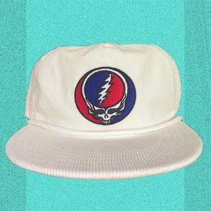 Cord SnapBack Hat Grateful Dead Stealie Shakedown Lot White